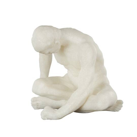 10" White Polystone Decorative Sitting Human Sculpture